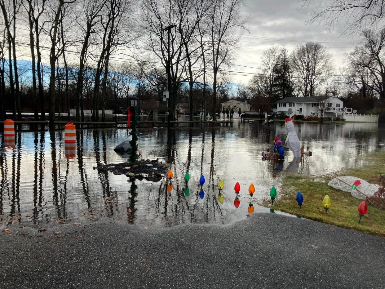 Flooding along West William Street in Lincoln Park, NJ, Monday, December 18, 2023.