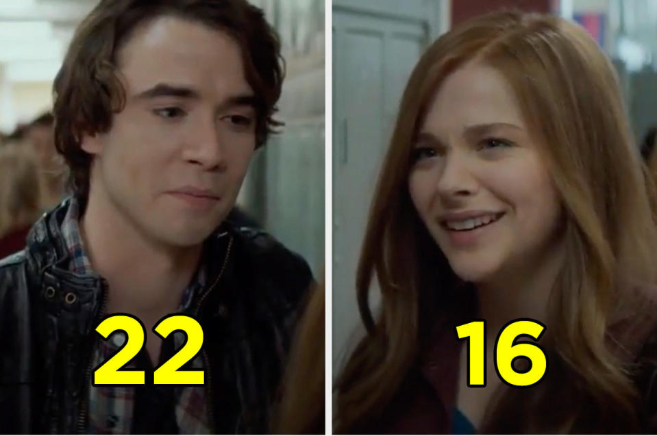 Chloë Grace Moretz and Jamie Blackley talking at school in a scene from "If I Stay"