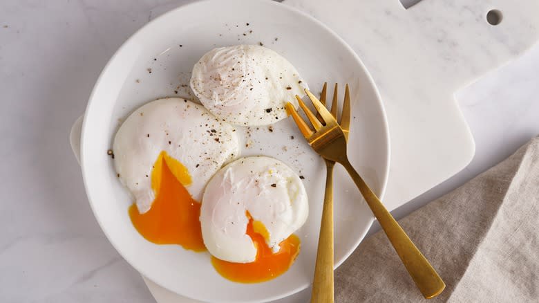 Poached eggs on a plate