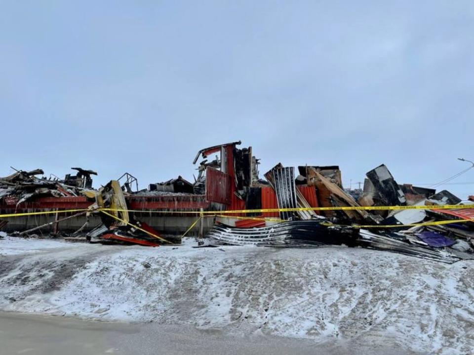 The youth centre in Cambridge Bay, Nunavut, burned to the ground Monday.  (Jane George/CBC - image credit)