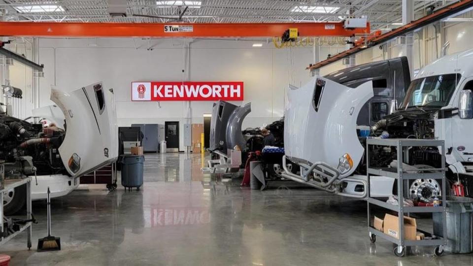 Kenworth would build a service area for trucks, such as the one shown in this image.