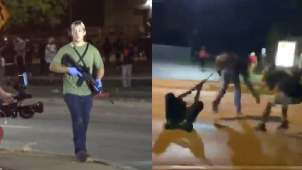 Screengrab of video of white shooter during Tuesday night’s protests over the police shooting of Jacob Blake. (Photo: Twitter)