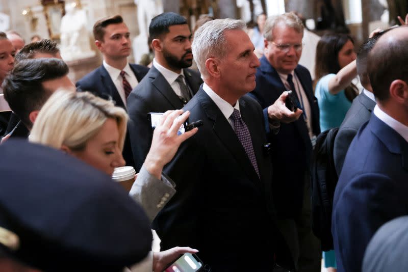 House Speaker McCarthy walks to his office on Capitol Hill ahead of debt ceiling vote in Washington