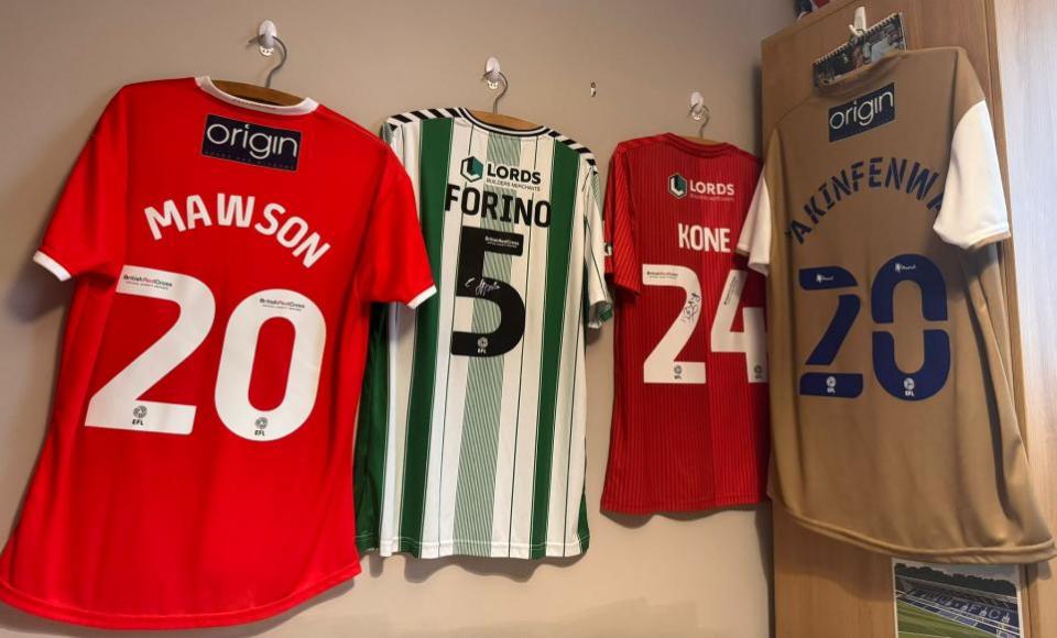 Bucks Free Press: The shirts currently on Jayden's bedroom wall