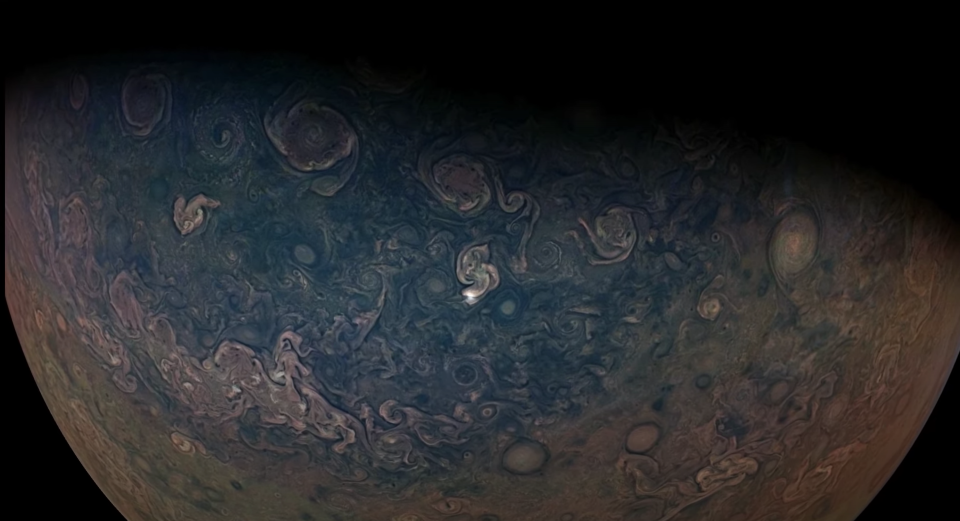 An animation of Jupiter consisting of images taken by NASA's Juno spacecraft.