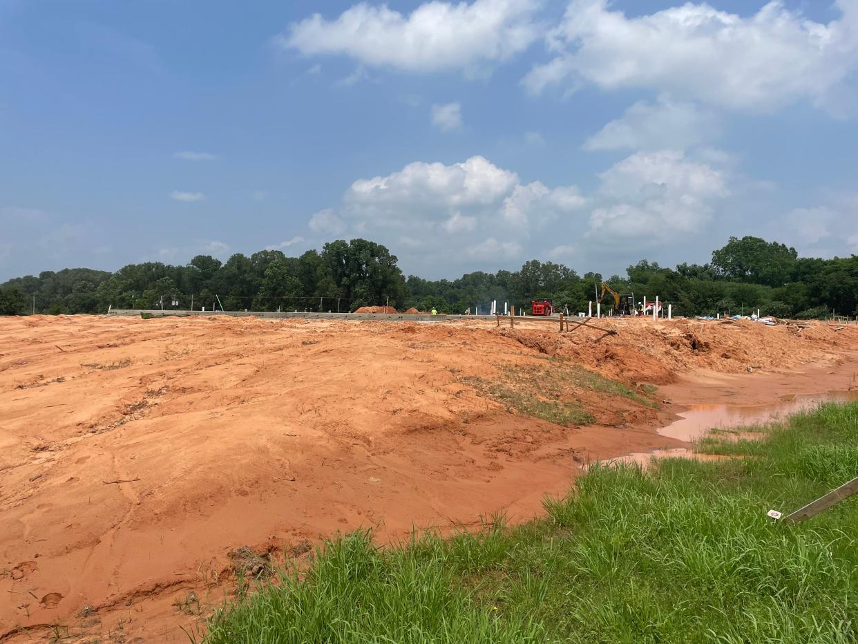 First half of the foundation has been poured on the new entertainment complex in Bossier City, May 8, 2024.