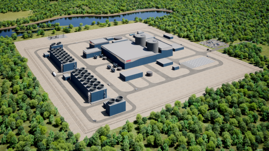 A rendering shows Holtec's proposal to add two small reactors at Palisades nuclear power plant south of South Haven. (Courtesy Holtec International)