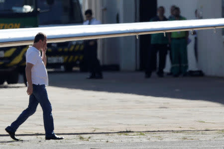 Brazil's billionaire businessman Joesley Batista arrives at Federal Police hangar in Brasilia, Brazil, September 11, 2017. REUTERS/Ueslei Marcelino
