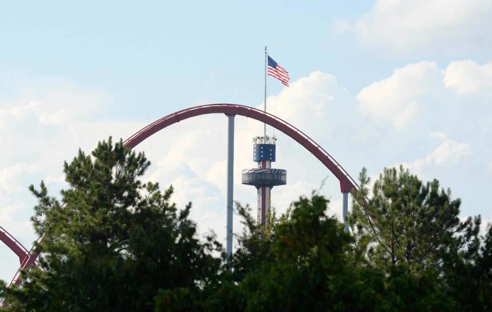 The Intimidator roller coaster, now called Thunder Striker, as seen in a 2020 file photo.