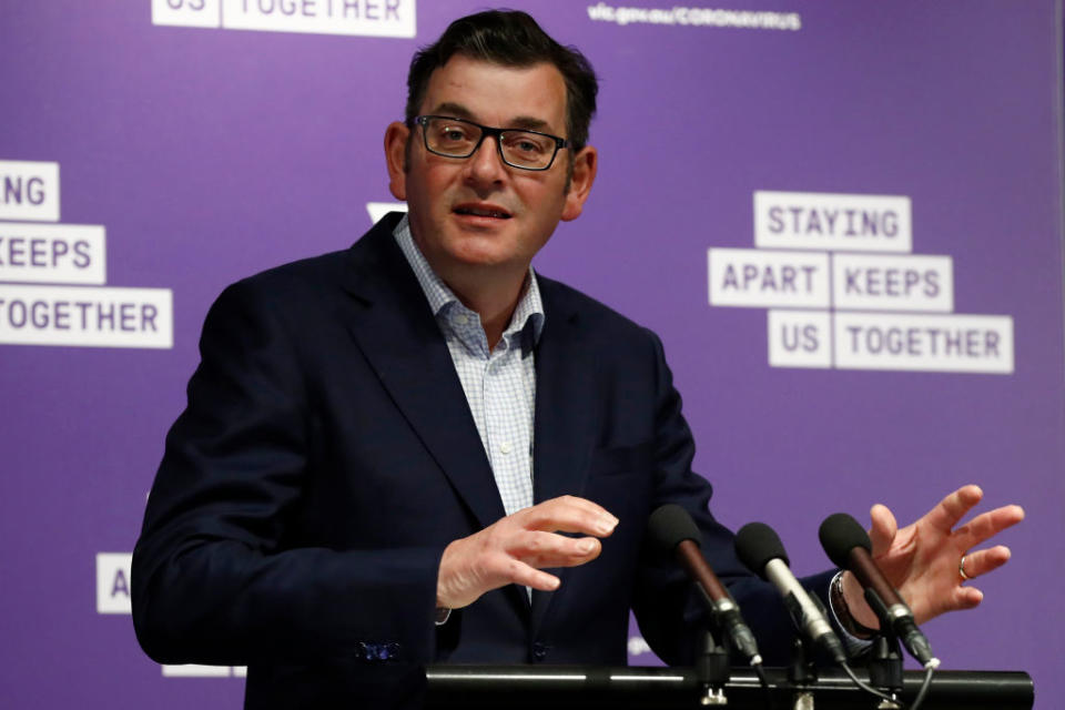 Dan Andrews prompted anger after delaying an easing of restrictions on Sunday. Source: Getty