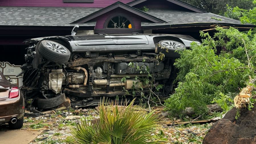 The Austin Police Department are searching for a person who ran away after video footage showed their vehicle plowing into a south Austin home | Todd Bynum/KXAN News