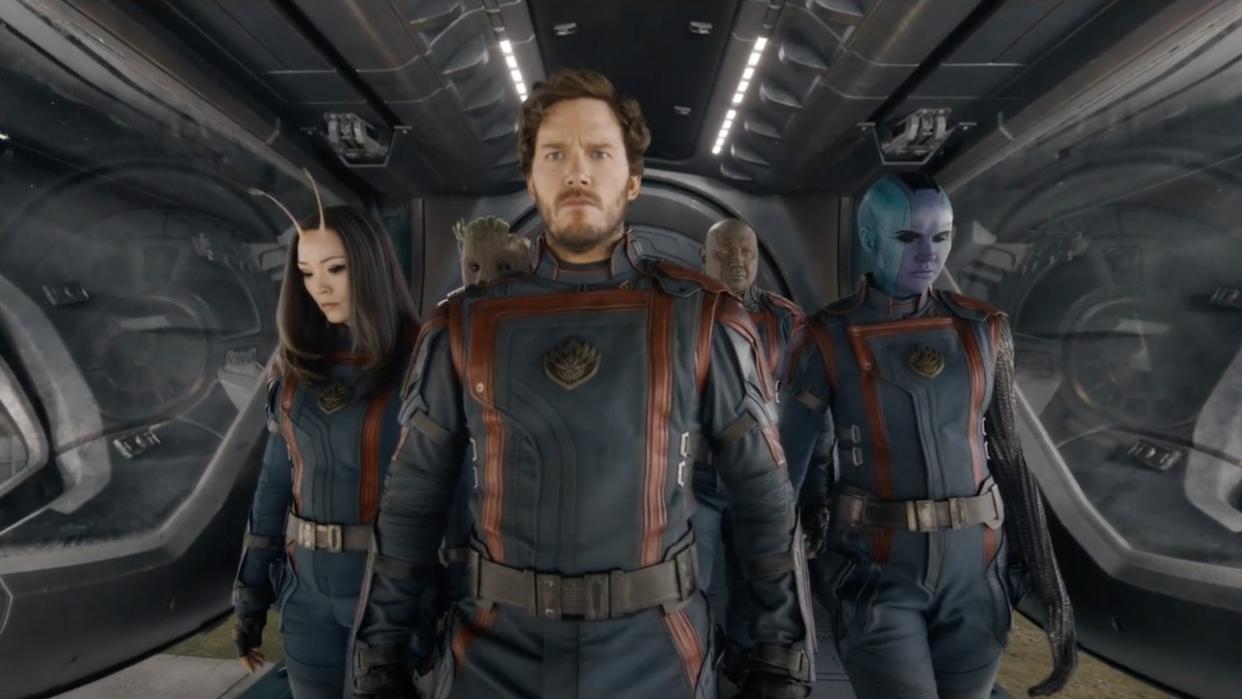  Star-Lord and other Guardians of the Galaxy walking off of ship 