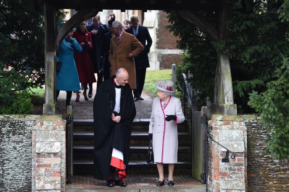 Queen Elizabeth leaves church on Christmas