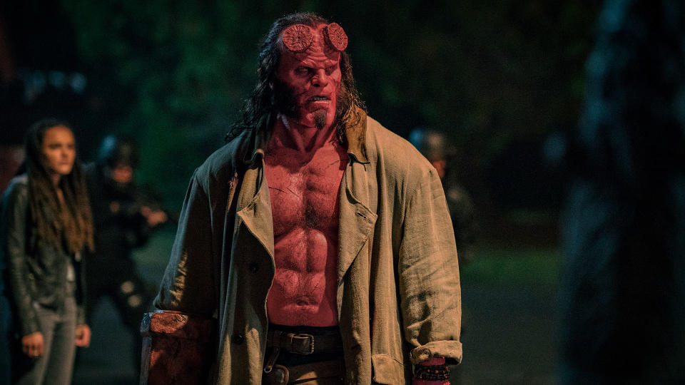 It took three hours in the make-up chair to transform David Harbour into <i>Hellboy</i>. (Lionsgate)