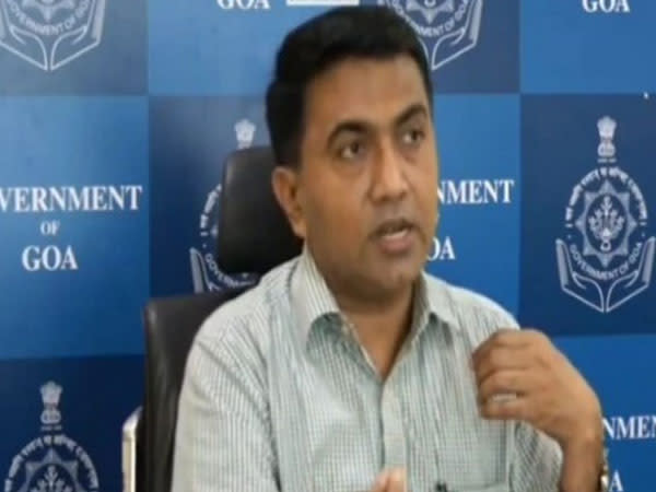 Goa Chief Minister Pramod Sawant in a web conference. Photo/ANI