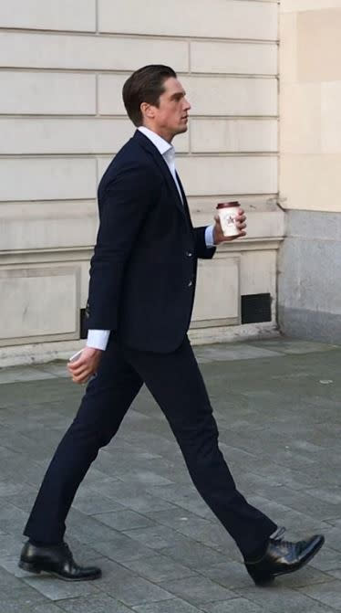 BEST QUALITY AVAILABLE Lewis Bloor, 29, arrives at Westminster Magistrates' Court in London, charged along with five others with conspiracy to defraud. He is accused of selling coloured diamonds for investment purposes knowing the gems to be worthless.