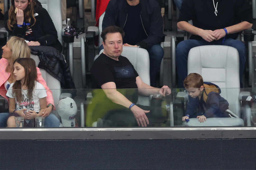 LAS VEGAS, NEVADA - FEBRUARY 11: CEO of Tesla Elon Musk looks on in the first half during Super Bowl LVIII between the San Francisco 49ers and Kansas City Chiefs at Allegiant Stadium on February 11, 2024 in Las Vegas, Nevada. (Photo by Rob Carr/Getty Images)