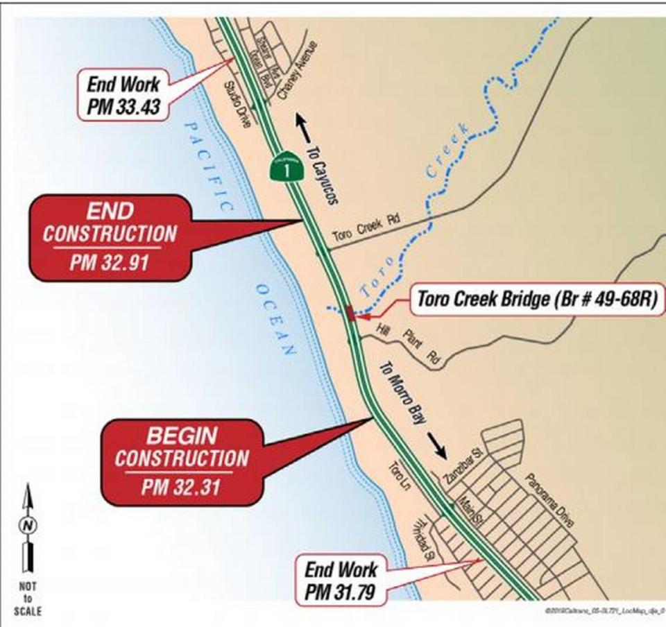 The site of the Toro Creek Bridge replacement project near Morro Bay.