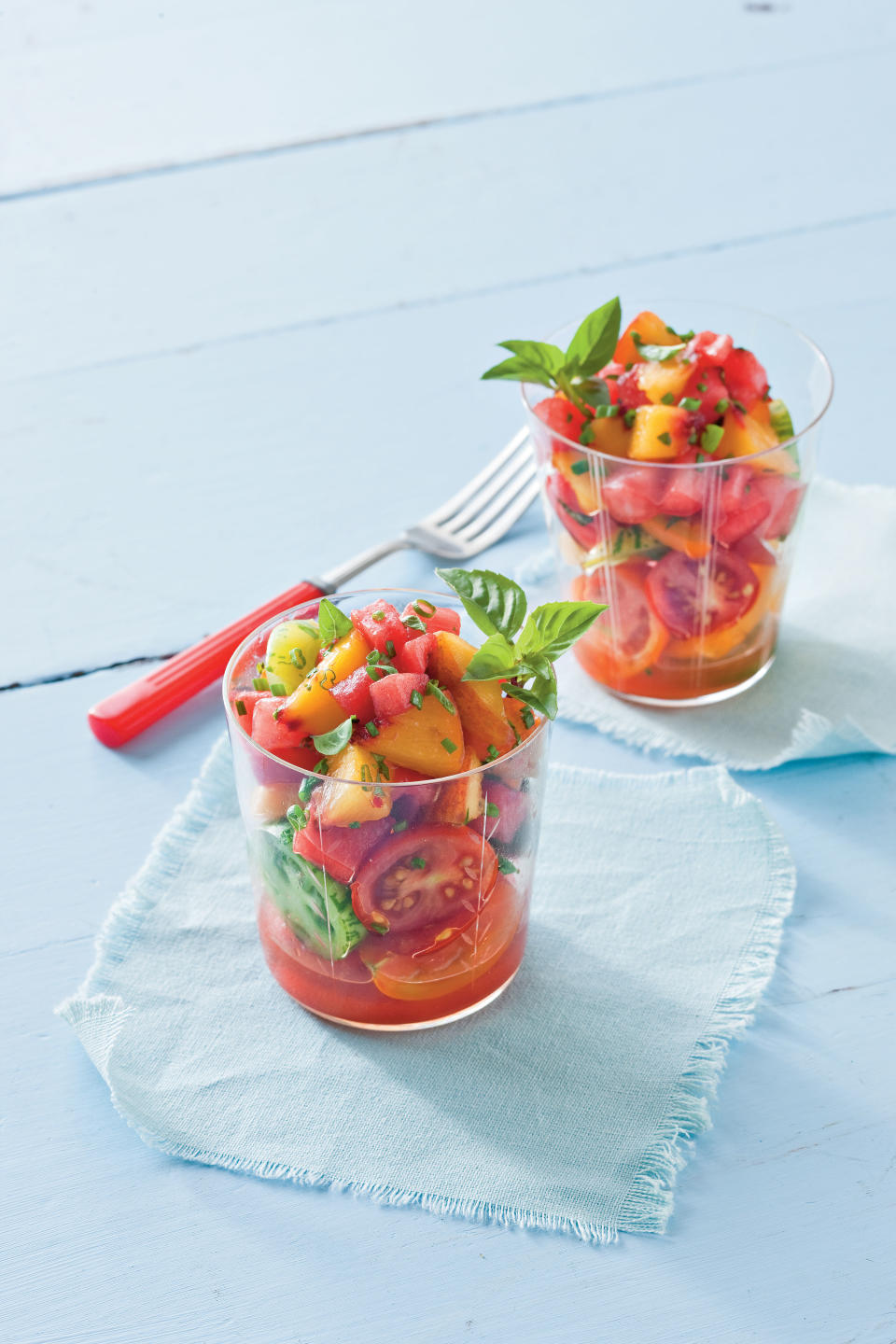 Watermelon-Peach Salsa and Tomatoes