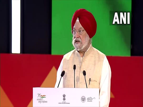 Union Minister Hardeep Singh Puri at an event in Lucknow today. (Photo/ ANI)