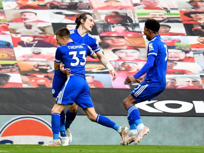 <p>Caglar Soyuncu celebrates scoring the winner</p> (Getty Images)