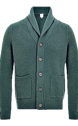 Shawl collar wool/cashmere (green), £175, John Lewis & Partners 