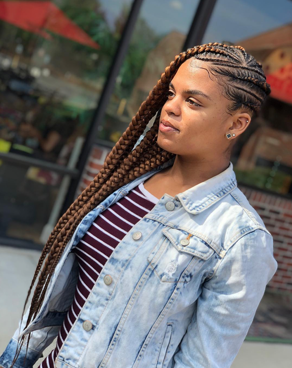 Side Goddess Braids With Weave