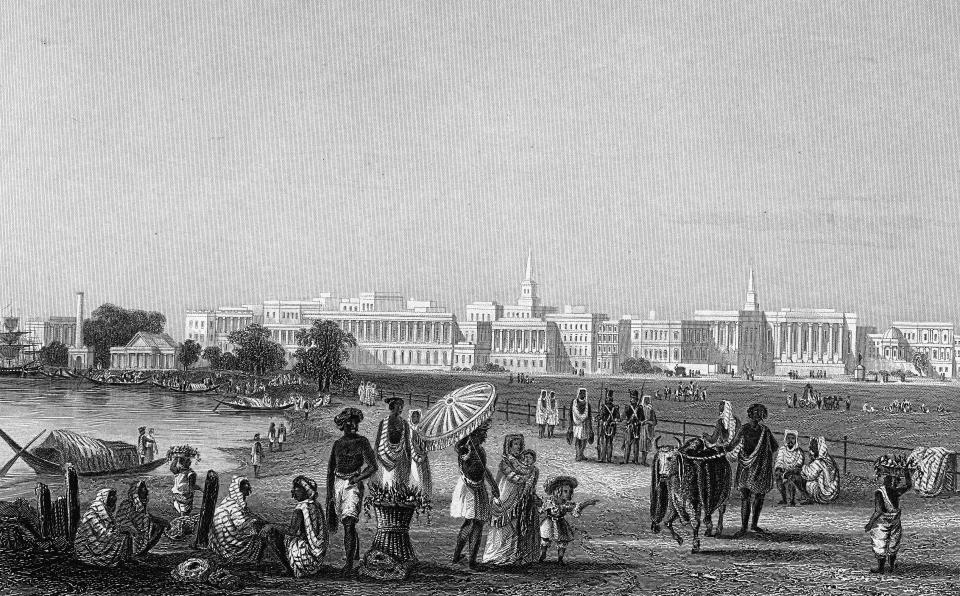 Drawing entitled 'View of Calcutta from the Esplanade,' Calcutta, India, 1850s. (Photo by Hulton Archive/Getty Images)