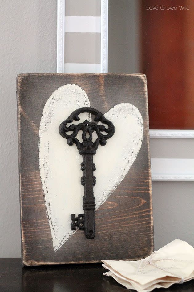 Key to My Heart Rustic Wood Sign