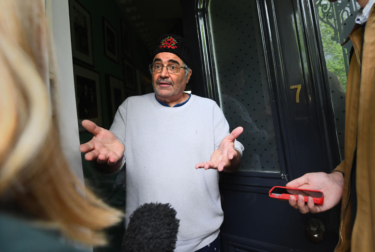 Danny Baker speaking at his London home after he was fired by BBC Radio 5 Live for tweeting a joke about the Duke and Duchess of Sussex�s son using a picture of a monkey.