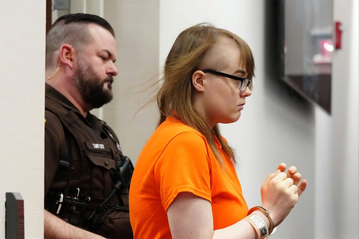 Morgan Geyser is brought into Waukesha County Circuit Court for a motion hearing on Wednesday, April 10, 2024, in Waukesha, Wisconsin. (AP)