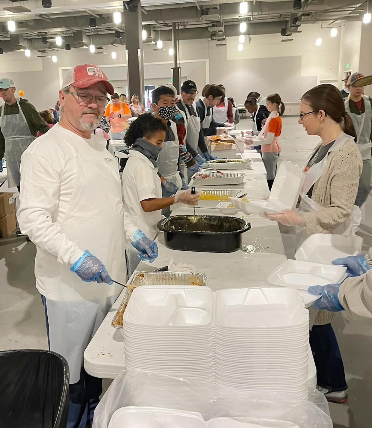 The serving line is pictured at the 2021 CommUnity Thanksgiving Celebration at The Venue at Coosa Landing.