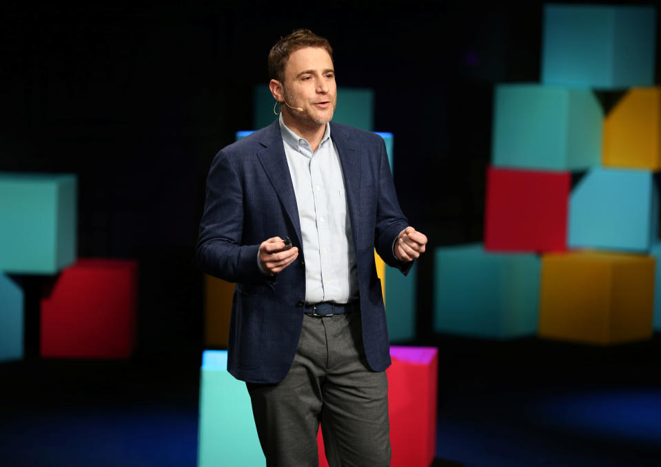 Stewart Butterfield, CEO of Slack, presents during the business messaging company's event in San Francisco, California, U.S. January 31, 2017. REUTERS/Beck Diefenbach