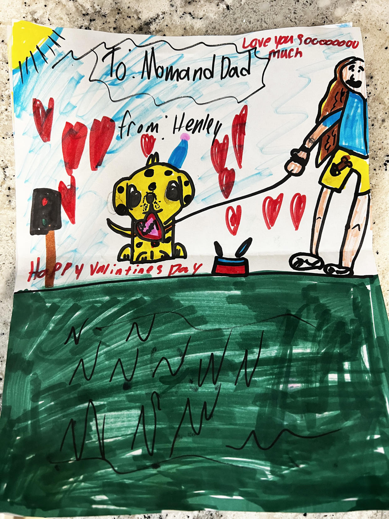 Henley Czinner, 7, drew a special photo for her parents to celebrate Valentine's Day. (Courtesy Melissa Czinner)