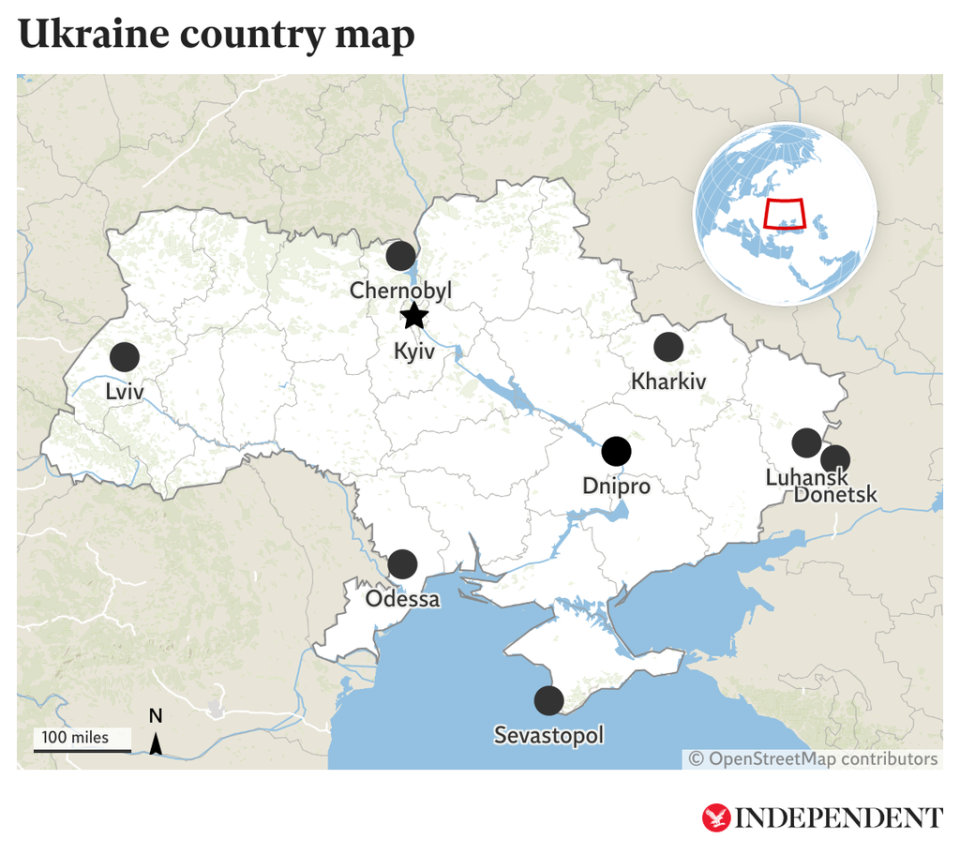 A map of Ukraine and its major cities (The Independent)