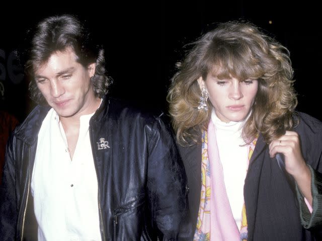 <p>Ron Galella, Ltd./Ron Galella Collection/Getty</p> Eric Roberts and Julia Roberts attend the "Goose and Tomtom" Play Performance in 1986