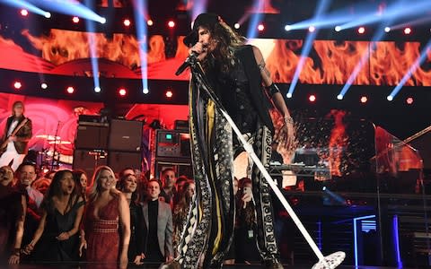 Aerosmith's Steven Tyler on stage at the Grammys, January 2020 - Credit: getty