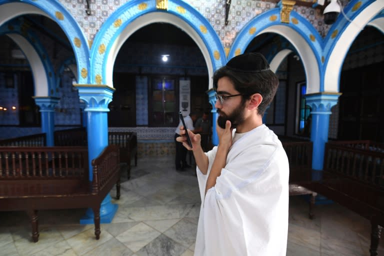 A French Jewish pilgrim visits the historic Ghriba synagogue on the Tunisian island of Djerba (FETHI BELAID)