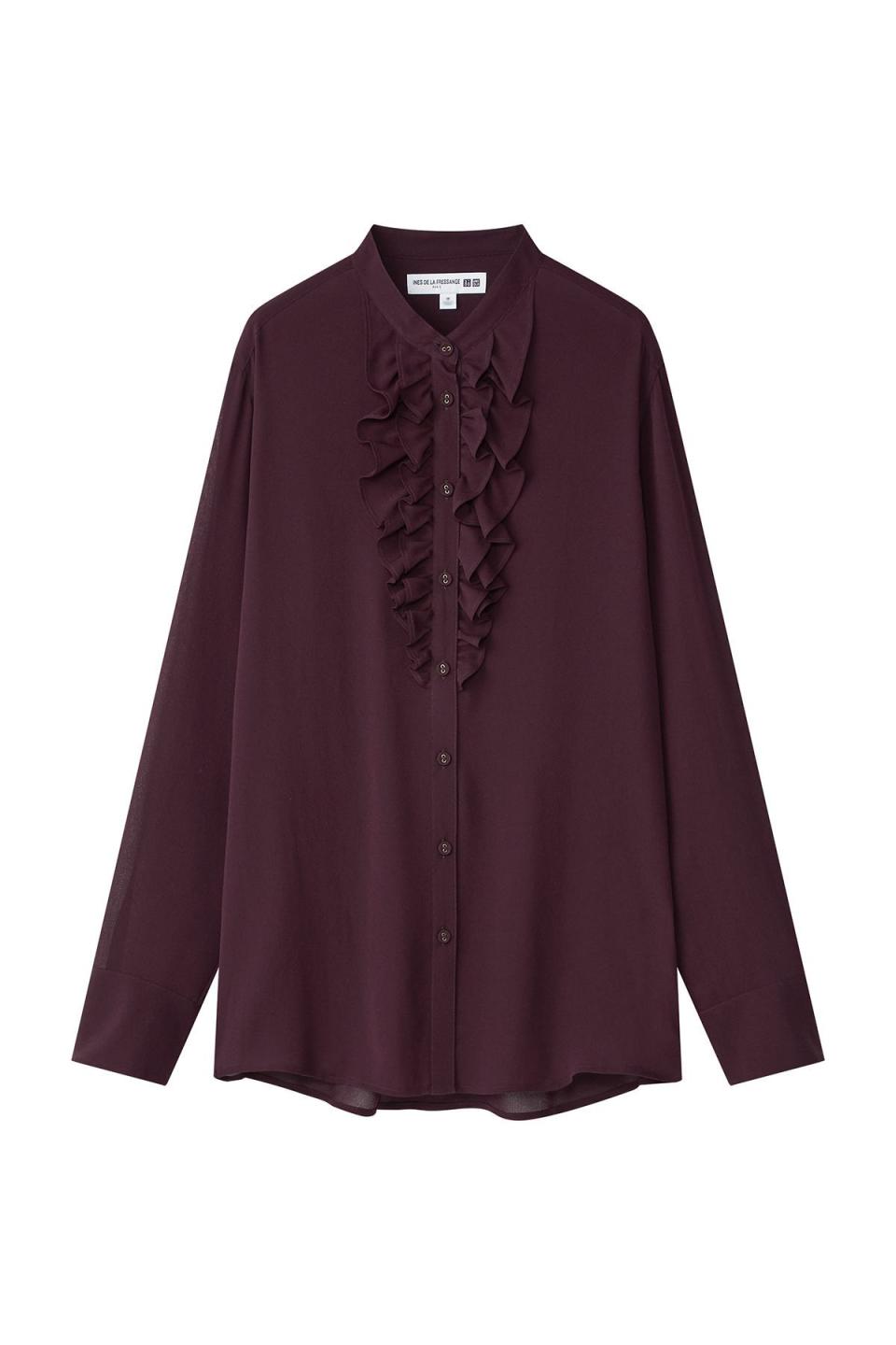 Silk Frilled Long-Sleeve Blouse