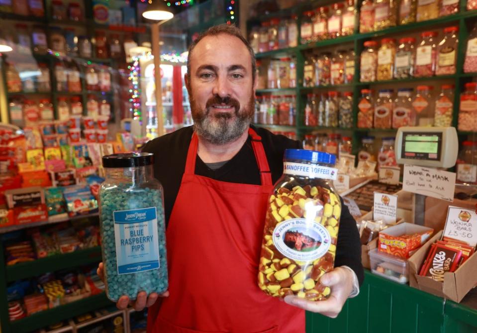 Eugene Donnelly, owner of Old Time Favourites in Belfast. Eugene has welcomed opening of the High Street Voucher Scheme (Liam McBurney/PA) (PA Wire)