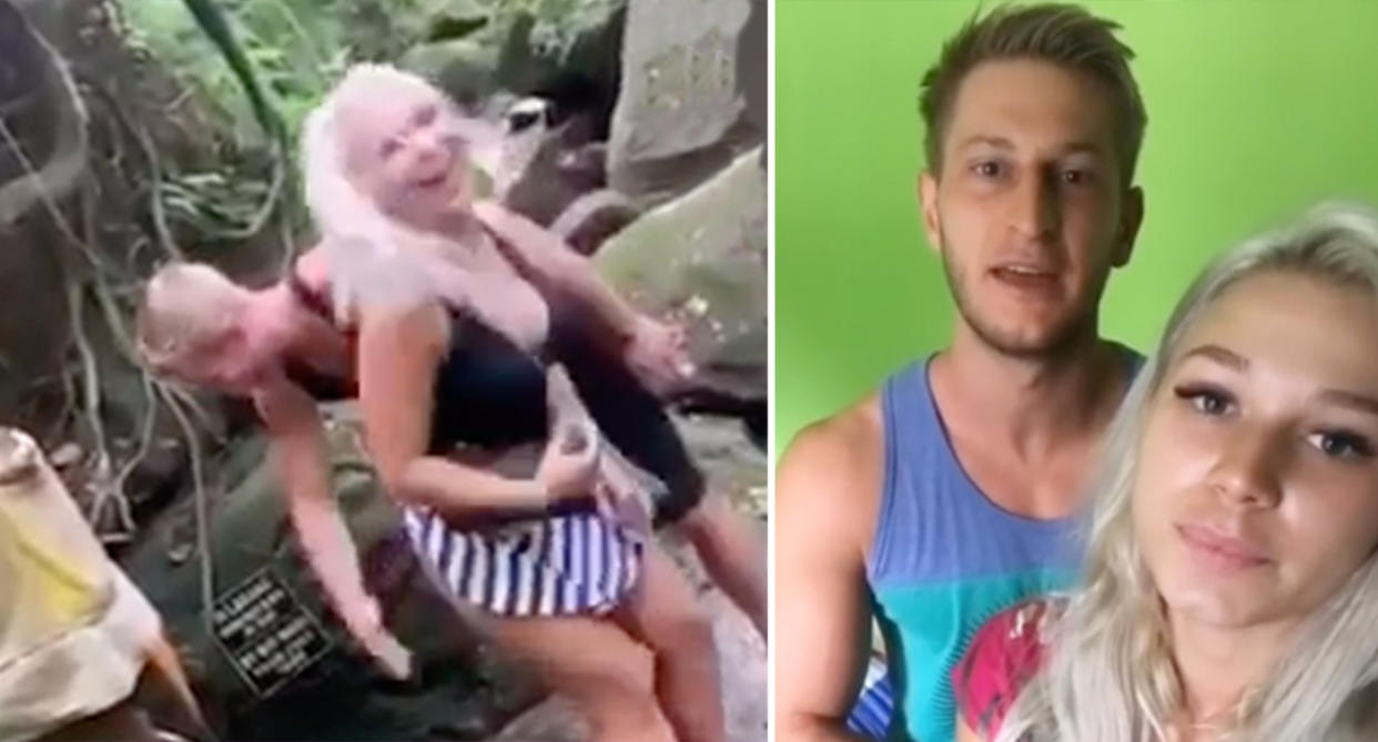 Sabina Dolezalova and Zdenek Slouka apologised after the video went viral in Indonesia