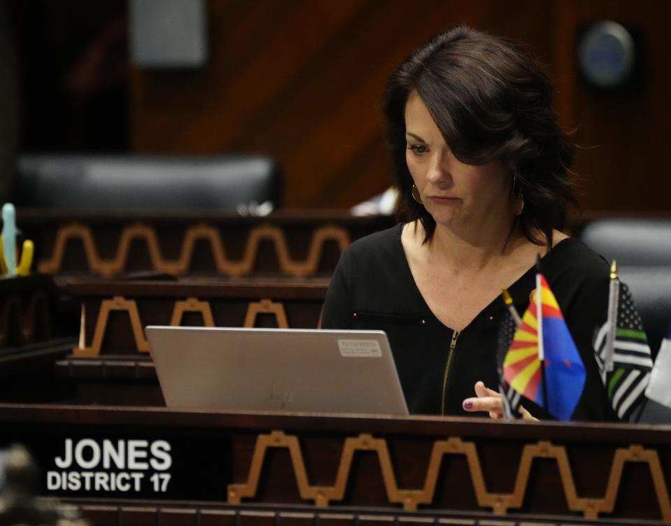 Rep. Rachel Jones during a legislative session at the Arizona state Capitol in Phoenix on March 21, 2023.