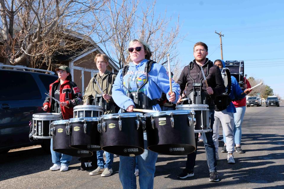 The Tascosa High School Drumline participated Saturday in Storybridge's “Cat in the Hat March” celebrating Read Across America in Amarillo.