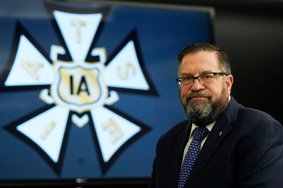 Matthew Loeb, president of the International Alliance of Theatrical Stage Employees (IATSE), poses for a portrait at IATSE offices in Burbank, Calif., . The union says its 60,000 members will begin a nationwide strike on Monday if it does not reach a deal that satisfies demands for fair and safe working conditions Hollywood Crew Strike, Burbank, United States - 15 Oct 2021