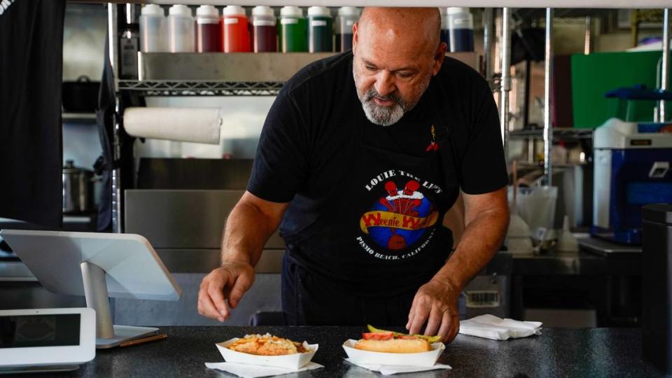 Louie Maglieri, owner of Louie the Lip’s Weenie World, plans to serve Chicago-style hot dogs and Italian food on Pomeroy Avenue in Pismo Beach. Pictured above on July 2, 2024. Other menu items may include shaved ice, Italian food and sandwiches.