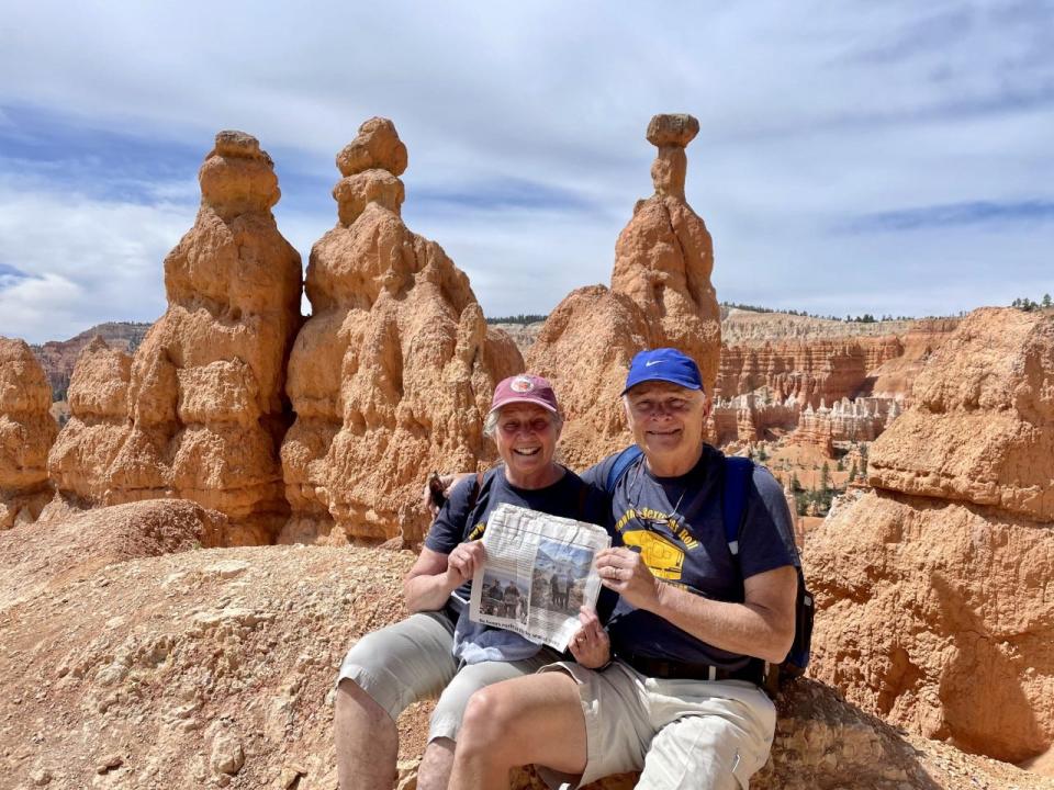 UTAH
Becky and Jeff Rexroad of Westerville take in the sights at Bryce Canyon in Utah while celebrating their 50th wedding anniversary with 16 family members traveling to Nevada, Utah, and Arizona in four RVs! Their tip: Be sure to take your whole family on an adventure to celebrate your 50th anniversary … and also choose footwear wisely!