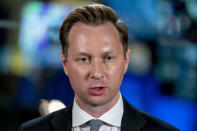 Andrew Adams, director of the Justice Department's KleptoCapture task force, designed to enforce the economic restrictions imposed on Russia and its billionaires, speaks to the Associated Press in an interview at the AP bureau in Washington, Wednesday, March 1, 2023. (AP Photo/Andrew Harnik)