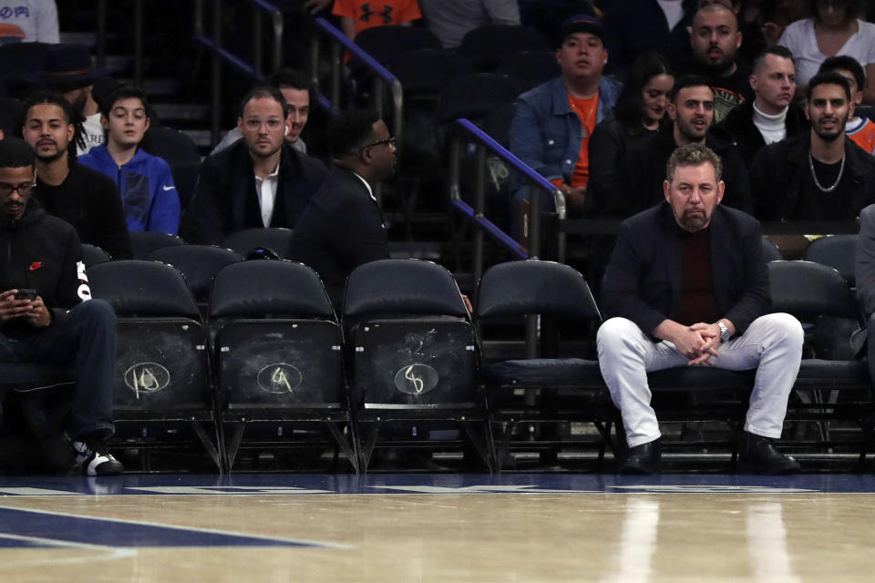 Knicks owner James Dolan is often subjected to chants calling for his ousting. (Adam Hunger/Reuters)