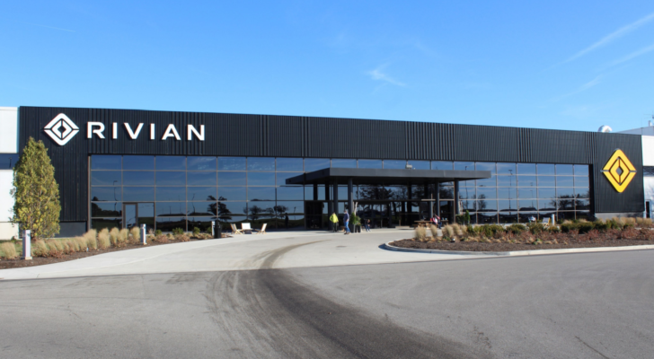 Rivian (RIVN) car manufacturing plant. Rivian develops vehicles, products and services related to sustainable transportation.