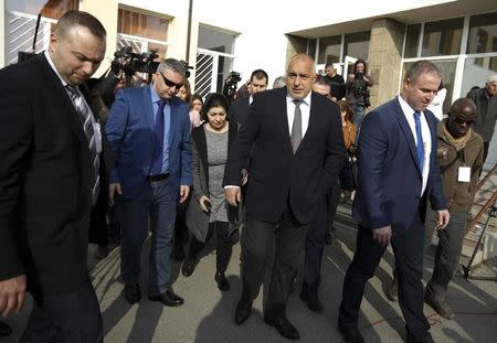 Former Bulgarian prime minister and leader of centre-right GERB party Boiko Borisov leaves after voting at a polling station in Sofia, Bulgaria, March 26, 2017. REUTERS/Stoyan Nenov